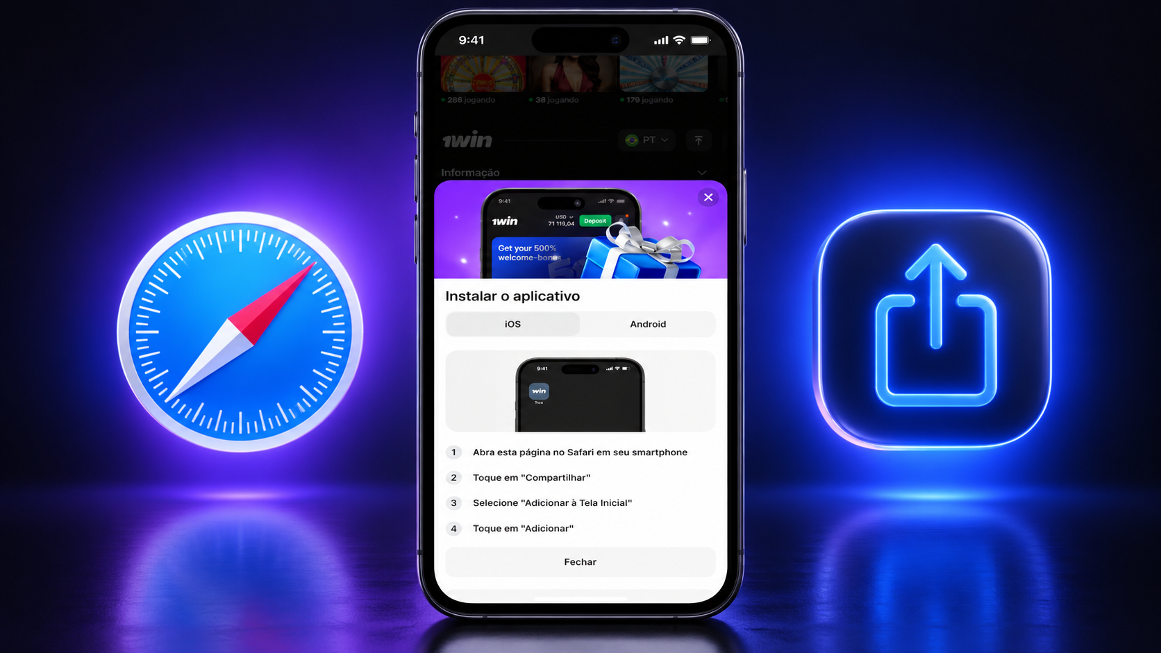 1win en iPhone: navegador y acceso directo
