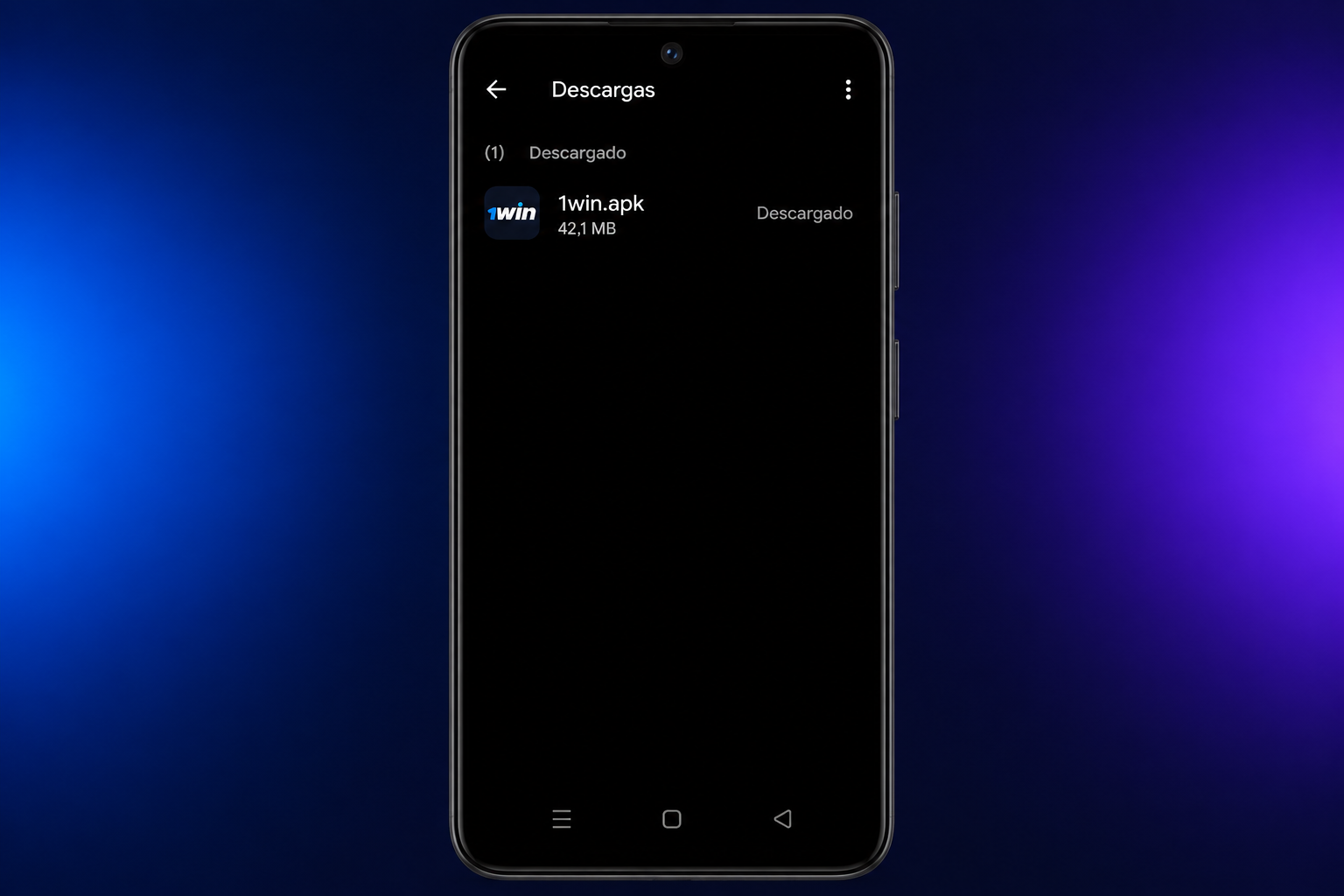 Abra Descargas en su navegador o administrador de archivos y seleccione el archivo 1win.apk.