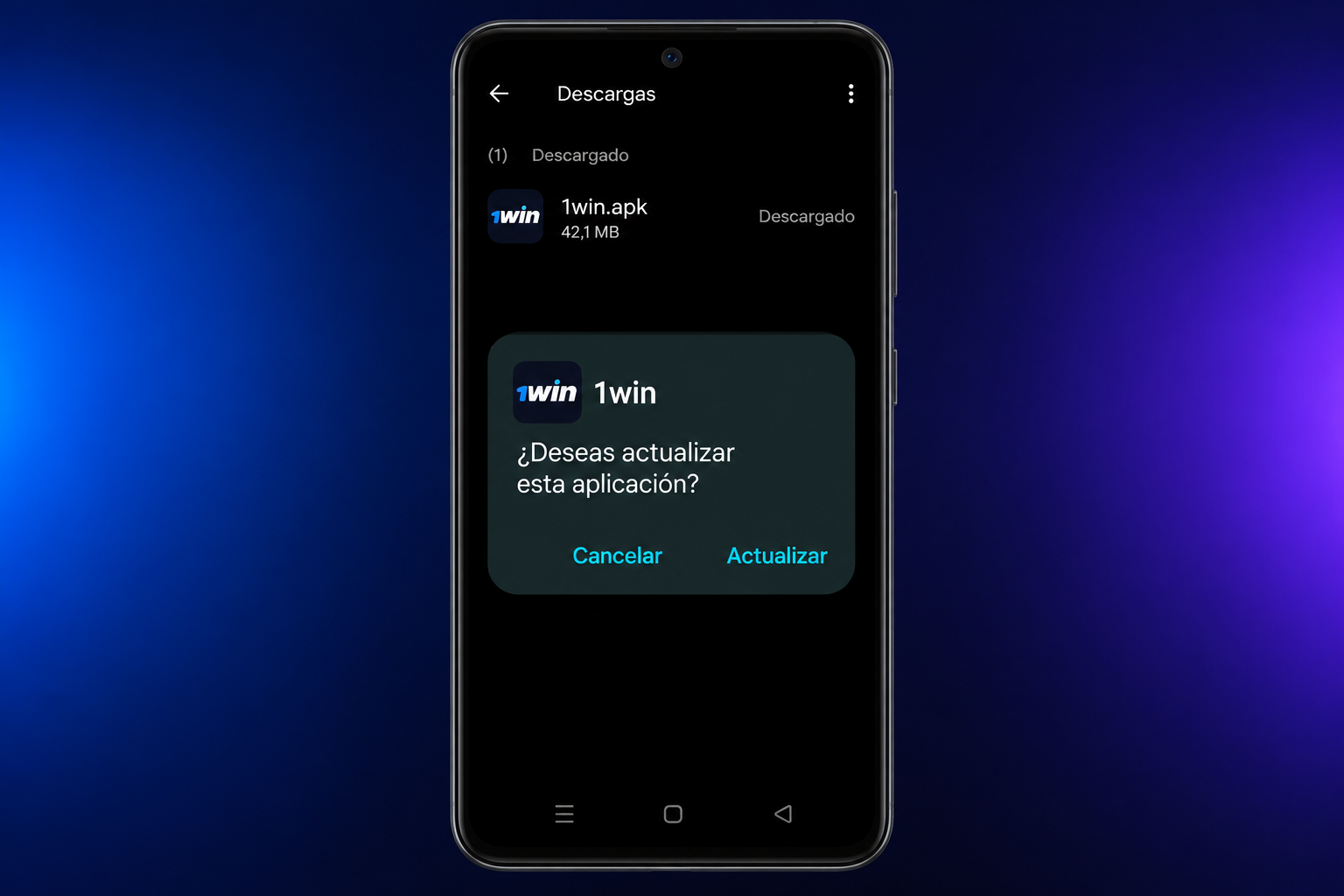 Vuelva al APK y haga clic en "instalar" para confirmar la instalación de 1win.