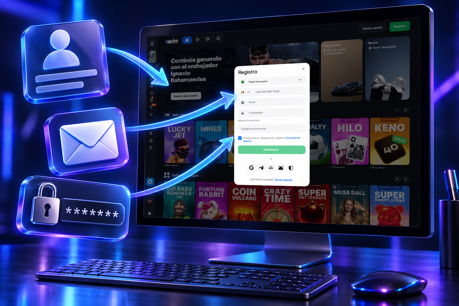 Crear una cuenta en 1win: datos y condiciones